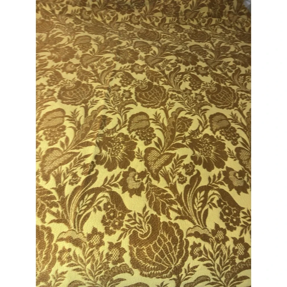 Bates Bedspread Damask Floral Gold Matelasse Double Jacquard Fringe Cottage